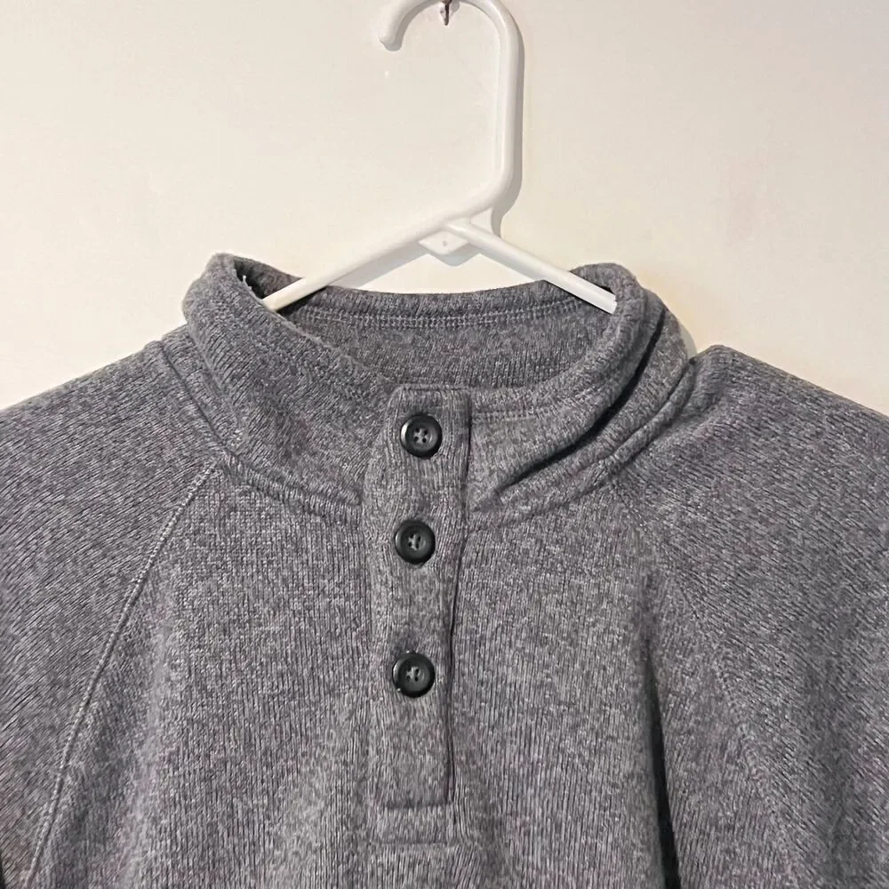 Cabelas Mens Henley Sweater Jumper Size XL Heather Grey Embroidered Zip Pockets